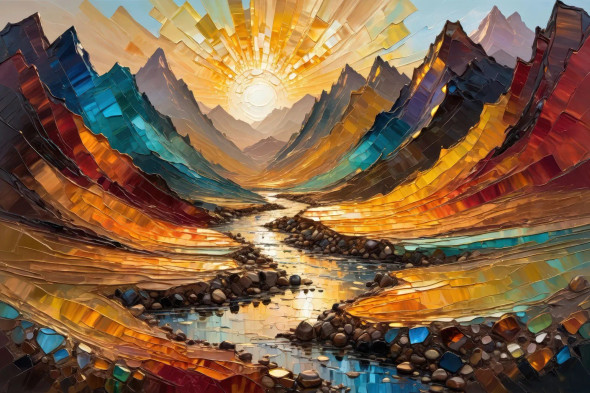 Enchanted Valley At Sunset 16 (PRT-15697-111480) - Canvas Art Print - 48in X 32in