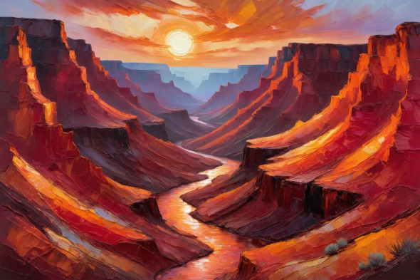 Sunrise Over Spiraling Walls 02 (PRT-15697-111358) - Canvas Art Print - 48in X 32in