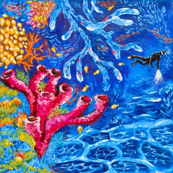 Corals | Secrets Of The Ocean (PRT-16516-111553) - Canvas Art Print - 18in X 18in