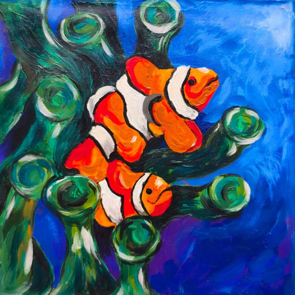 Clownfish | Secrets Of The Ocean (PRT-16516-111551) - Canvas Art Print - 18in X 18in