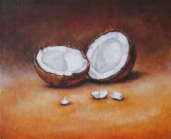 Coconut (ART-8857-111609) - Handpainted Art Painting - 11in X 9in
