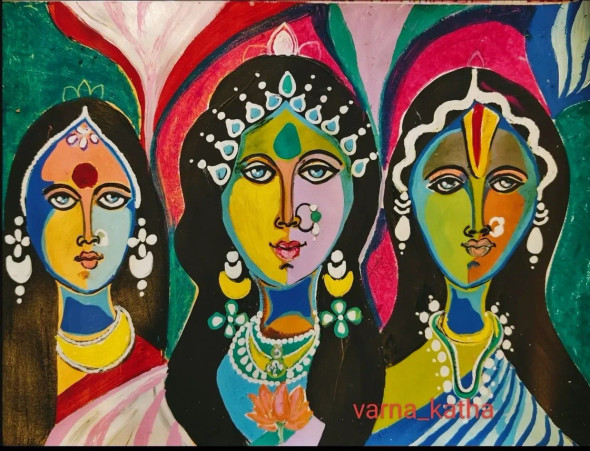 Ganga Yamuna Saraswati (Triveni Sangam) (PRT-8079-111977) - Canvas Art Print - 18in X 14in