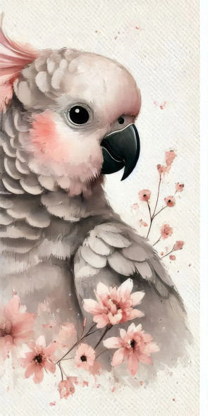 "Blossoming Serenity: Portrait Of A Cockatoo" (PRT-16747-111914) - Canvas Art Print - 21in X 42in
