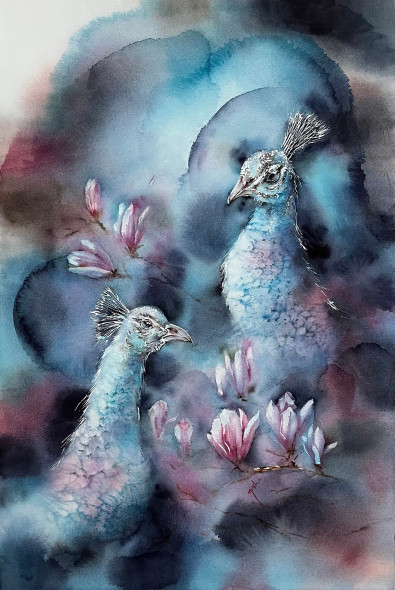 Midnight Musings (ART-8921-111980) - Handpainted Art Painting - 15in X 22in