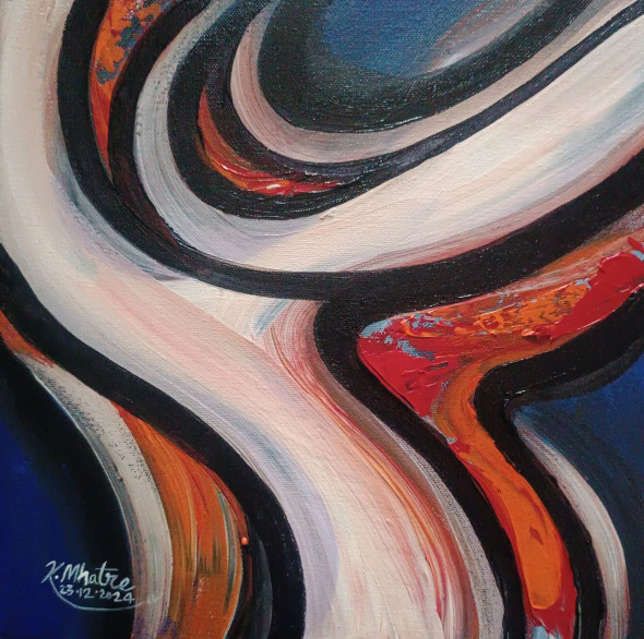 Abstract 55 (ART-1230-112010) - Handpainted Art Painting - 12in X 12in