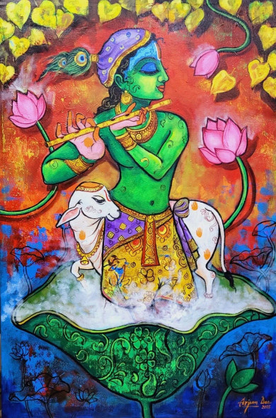 KRISHNA 1 (ART-82-112059) - Handpainted Art Painting - 24in X 36in