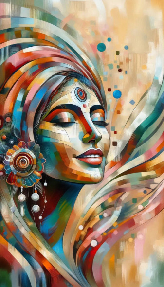 Female Abstract 15 (PRT-8991-112166) - Canvas Art Print - 34in X 60in