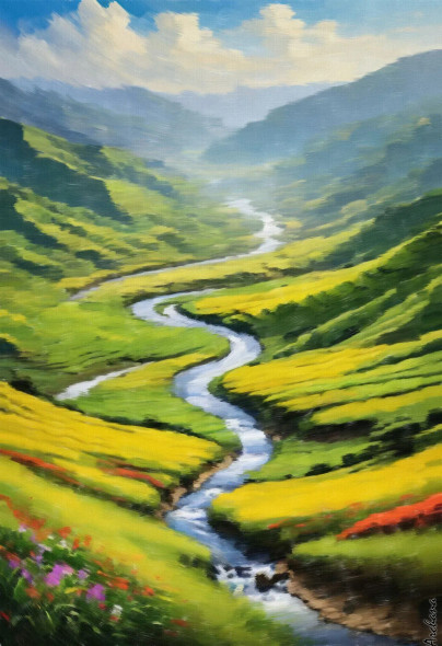 Crimson Echoes Of Dzukou (PRT-15697-112113) - Canvas Art Print - 41in X 60in