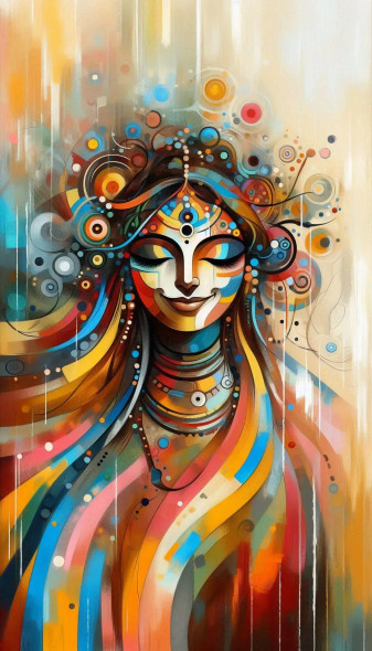Female Abstract 21 (PRT-8991-112172) - Canvas Art Print - 34in X 60in