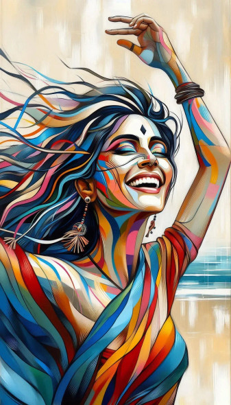Female Abstract 13 (PRT-8991-112164) - Canvas Art Print - 34in X 60in