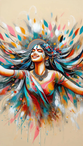Female Abstract 19 (PRT-8991-112170) - Canvas Art Print - 34in X 60in