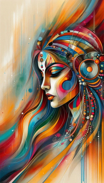 Female Abstract 7 (PRT-8991-112159) - Canvas Art Print - 34in X 60in