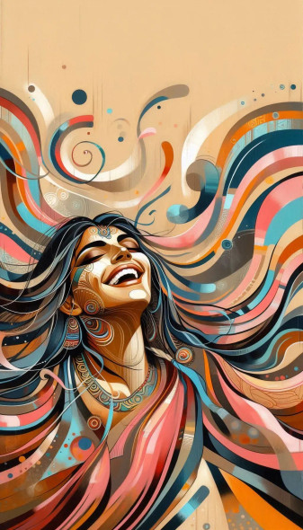 Female Abstract 23 (PRT-8991-112174) - Canvas Art Print - 34in X 60in