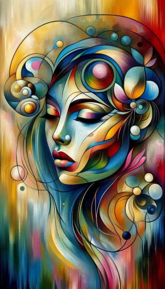 Female Abstract 6 (PRT-8991-112183) - Canvas Art Print - 34in X 60in