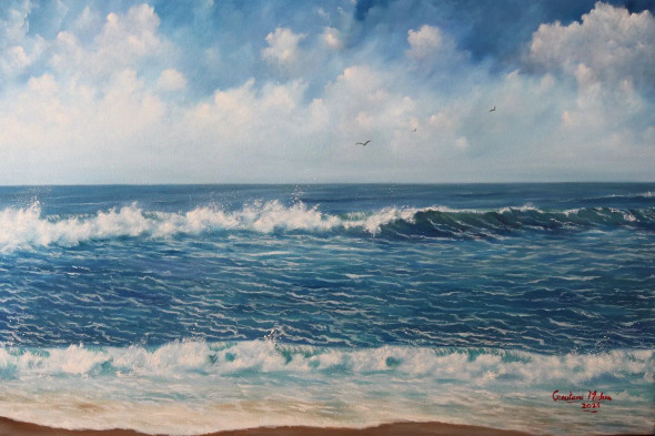 Sea (ART-976-112327) - Handpainted Art Painting - 36in X 24in