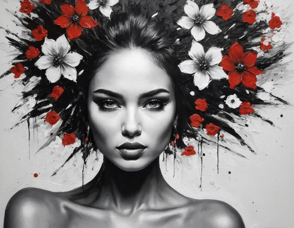 Exotic Figure Painting (ART-3319-112324) - Handpainted Art Painting - 40in X 30in