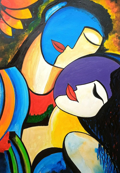 Made For Each Other (ART-17065-112302) - Handpainted Art Painting - 12in X 16in
