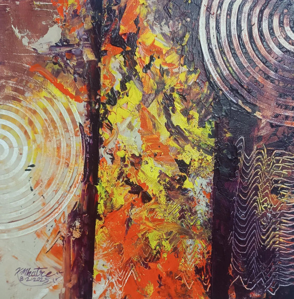 Abstract 59 (ART-1230-112381) - Handpainted Art Painting - 12in X 12in