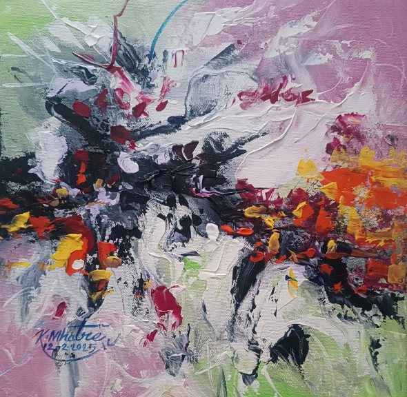 Abstract 62 (ART-1230-112459) - Handpainted Art Painting - 12in X 12in