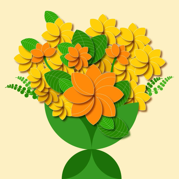 Flower Vase (PRT-16489-112462) - Canvas Art Print - 18in X 18in