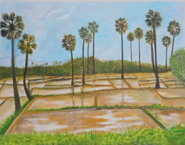Landscap Painting (ART-16809-112501) - Handpainted Art Painting - 22in X 17in