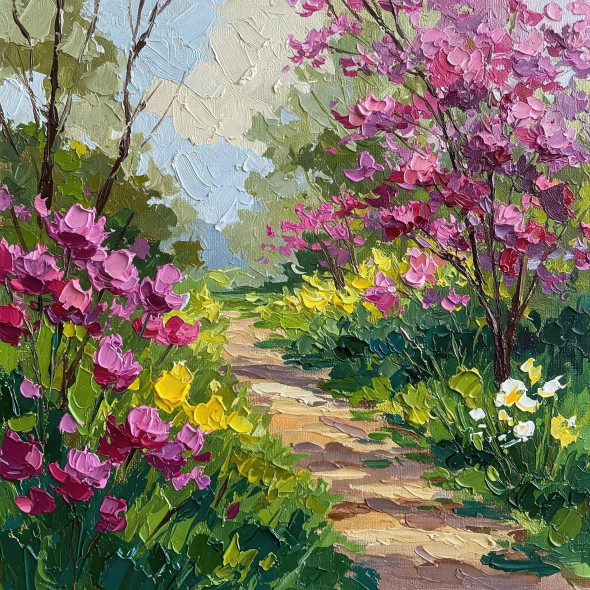 The Earth Laughs In Flowers. (PRT-15697-112529) - Canvas Art Print - 36in X 36in