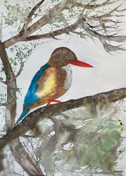 Bird 11 (ART-8841-112622) - Handpainted Art Painting - 8in X 11in