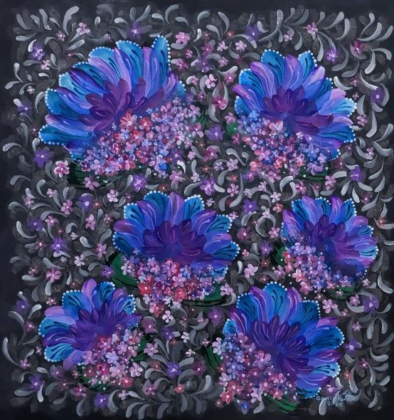 Tranquil Bloom (ART-16938-112665) - Handpainted Art Painting - 21in X 22in