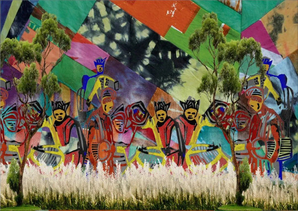 Collage. Somewhere In Africa (PRT-16909-112702) - Canvas Art Print - 30in X 21in