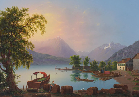 Der Thunersee Nach Dem Niesen (PRT-8645-112989) - Canvas Art Print - 18in X 13in