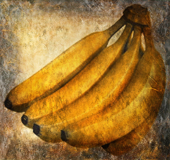 The banana painting, new age painting, texture painting, yellow, brown painting