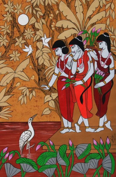 Silent Talk (ART-3324-113040) - Handpainted Art Painting - 23in X 36in