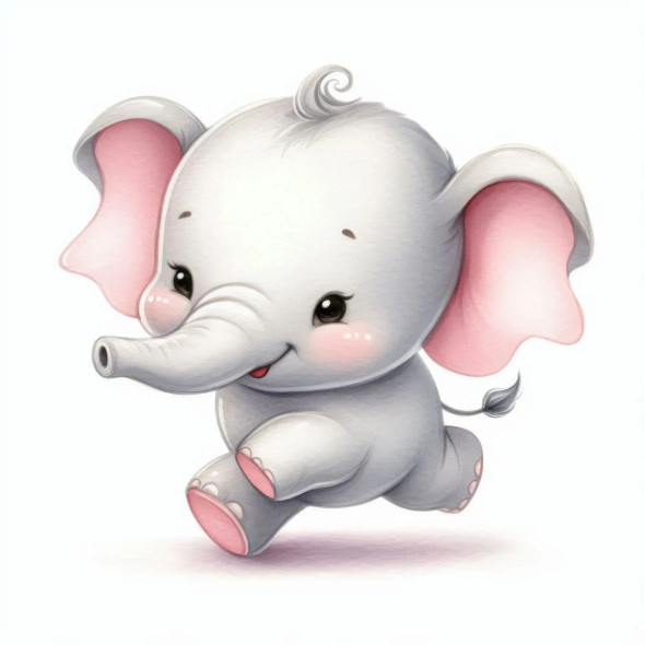 Cherished Moments: Playful Baby Elephant (PRT-16747-113128) - Canvas Art Print - 24in X 24in