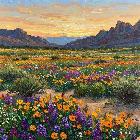 A Desert Awakens In Spring (PRT-15697-113131) - Canvas Art Print - 36in X 36in