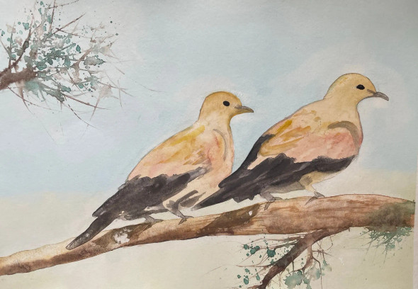 Bird 12 (ART-8841-113140) - Handpainted Art Painting - 11in X 8in