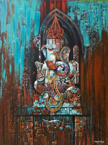 Ganesha (PRT-8370-113173) - Canvas Art Print - 36in X 48in