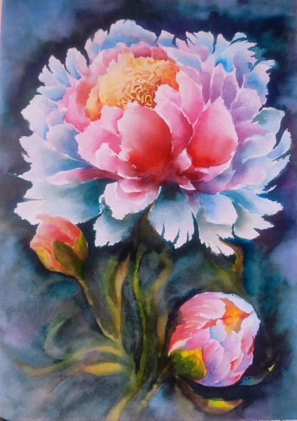 Floral Painting (ART-16757-113295) - Handpainted Art Painting - 21in X 29in