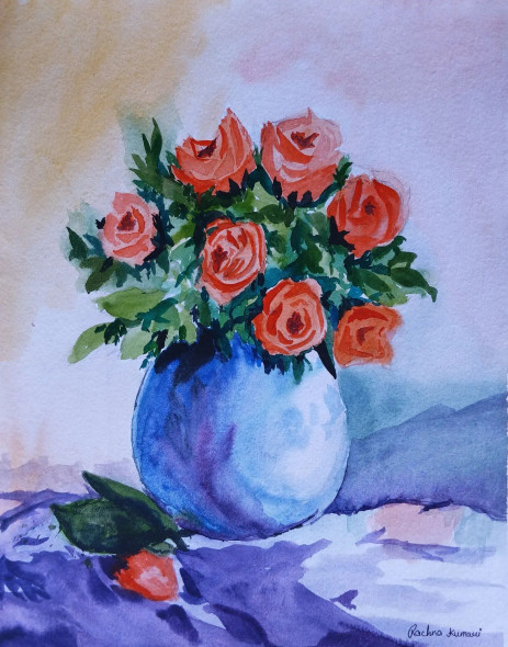 Blooming Radiance (ART-7389-113288) - Handpainted Art Painting - 10in X 12in