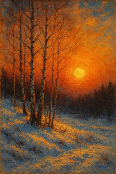 Winter’s Golden Embrace (PRT-15697-113360) - Canvas Art Print - 32in X 48in