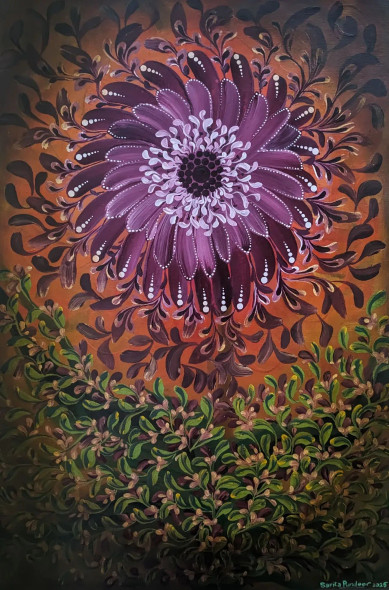 FloraGlow (ART-16938-113420) - Handpainted Art Painting - 17in X 25in