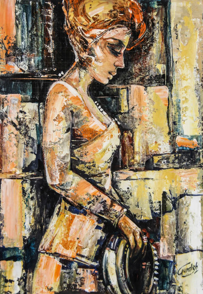 Beat Without You (ART-2571-113463) - Handpainted Art Painting - 18in X 18in