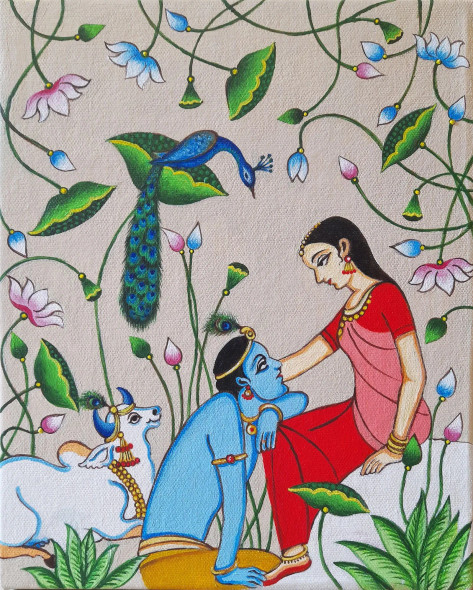 Radha Krishna – Eternal Bond Of Love (ART-8857-113443) - Handpainted Art Painting - 9in X 11in
