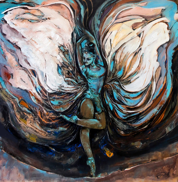 Angel Wings- Acrylic Painting (ART-2571-113459) - Handpainted Art Painting - 18in X 18in