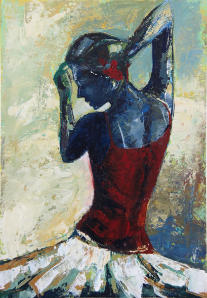 Painting Of A Dancing Girl-Scarlet Jones (ART-2571-113493) - Handpainted Art Painting - 18in X 26in