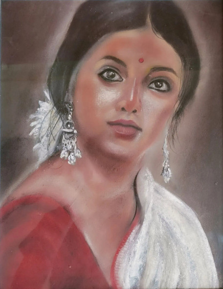 Women Beauty (ART-16757-113439) - Handpainted Art Painting - 10in X 14in