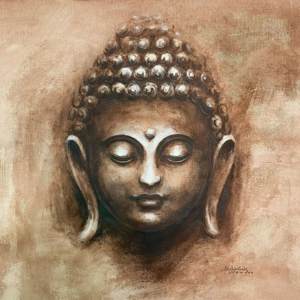 Buddha (ART-3512-113713) - Handpainted Art Painting - 24in X 24in
