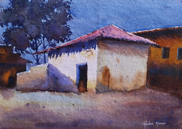 Whispers Of The Homestead (ART-7389-113746) - Handpainted Art Painting - 12in X 9in