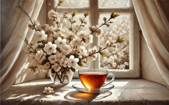 A Sip Of Spring's Embrace (PRT-16747-113808) - Canvas Art Print - 24in X 15in