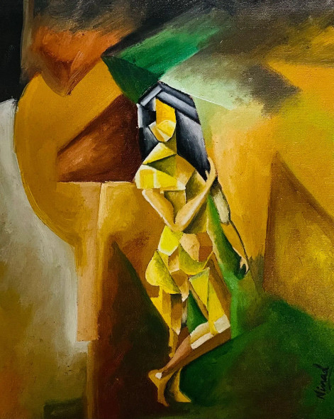 Stand (ART-8348-113823) - Handpainted Art Painting - 10in X 12in