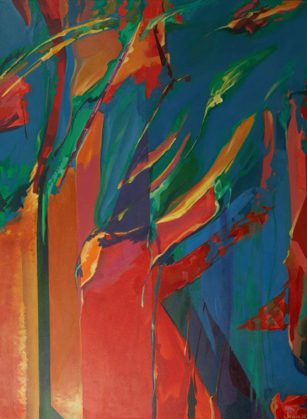 Cosmic Urban Connect (ART-8616-113817) - Handpainted Art Painting - 36in X 48in